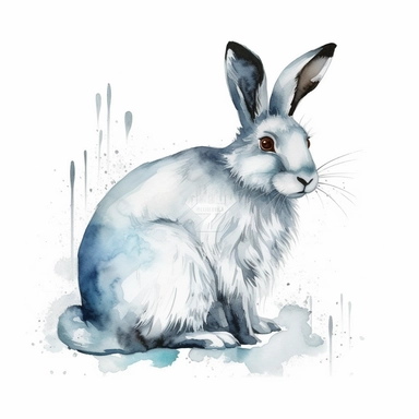 water color Arctic Hare Clipart, isolated on white background