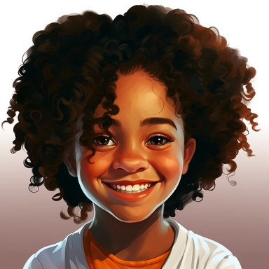 clipart of black young girl smiling and happy