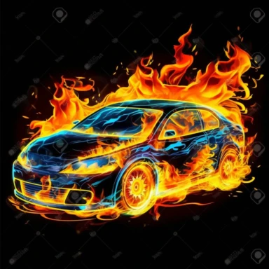 clipart voiture flammes vitesse