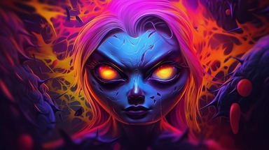 webp, oil painting, glowing eyes, clipart, Halloween, glow in the dark, neon, uhd, vivid, colorful, highly detailed,