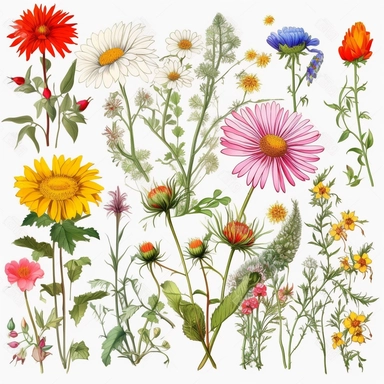 real wild flowers clip art