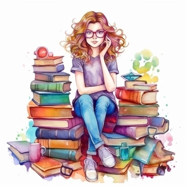 Watercolor Bookworm Life Clipart, PNG Clipart, Illustration clipart, 4K, extremely detailed Sublimation Clipart,Cartoon,hyper realistic, intricate detail, illustration style,high solution,on the white background