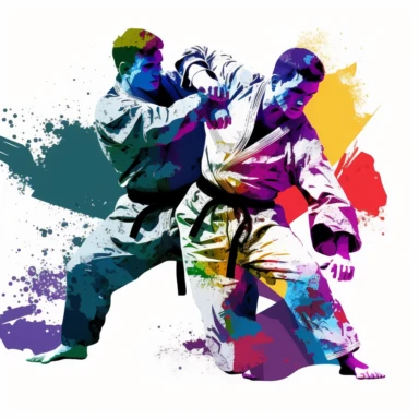 Two brazilian jiu jitsu fighting, clipart, white background