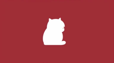 Minimalist white on a maroon background negative space cat, flat, vector, clipart