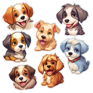cute puppy clipart for sticker sheet.
