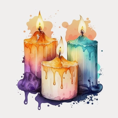 halloween candles water color and hyperrealistic. white background. no tags. CLIPART