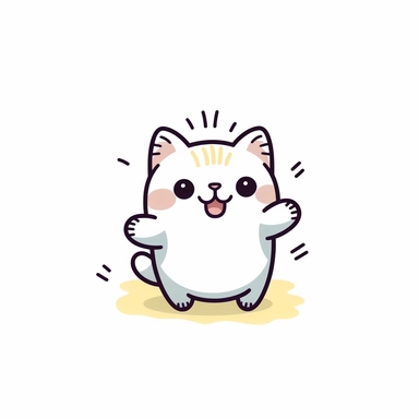 kawaii minimalist cat jump clipart, white background