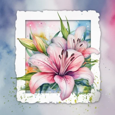 Lilies Frame Watercolor Sublimation Clipart