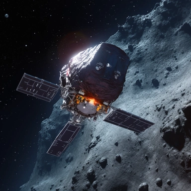 Clipart, A space drone exploring the surface of a comet, hyperrealistic, hyper high definition