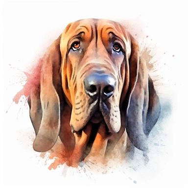 Bloodhound dog, water color style, clipart, white background