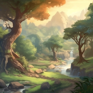 realistic clipart of enchanted elven landscape, digital painting