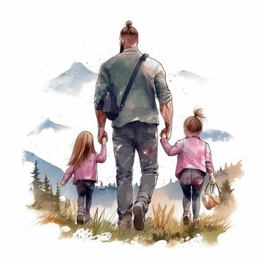 <https://s.mj.run/UAYJRoBCAQg> Cute Beautiful daddy and his kids, little kids, Back view Sublimation Clipart,Cartoon,hyper realistic, intricate detail, illustration style,high solution , on the white background