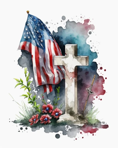 memorial day clip art, watercolor, detailed, white backgound, Super-Resolution, Megapixel, 32k