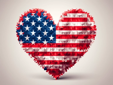 A creative clipart design featuring the American flag formed into the shape of a heart, symbolizing love for the nation.