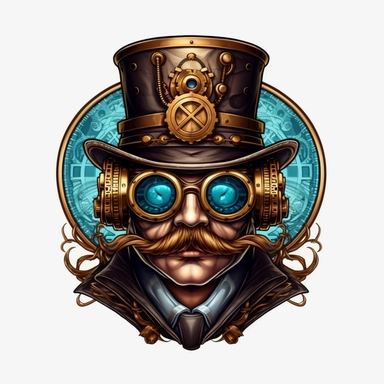 steampunk clipart, 8k, super realistic, menacing, stunning, sticker, gangster, super realistic, HD, v 5, q 2
