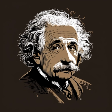 two-color clipart of albert einstein