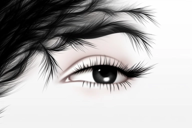real eyelashes on a white background in silhouette style white background, fake eyelashes svg clipart, negative space + Sharp + realistic, photo realistic, cinematic, symmetrical, high detail,