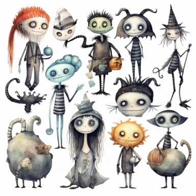 watercolor nightmare before christmas characters clipart