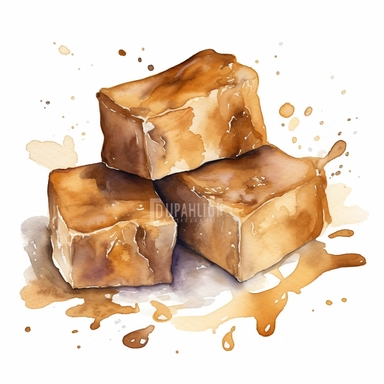Fudge sharp illustration clipart, watercolor art, insane detail, white background