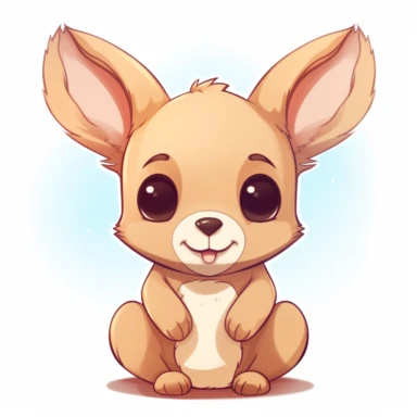 kawaii cute kangaroo, clipart white background