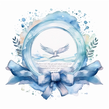 Graceful Baptism Watercolor Clipart - Pastel Blue Baptism Certificate: This clipart represents a baptism certificate in pastel blue, highlighting the official recognition of this spiritual milestone.