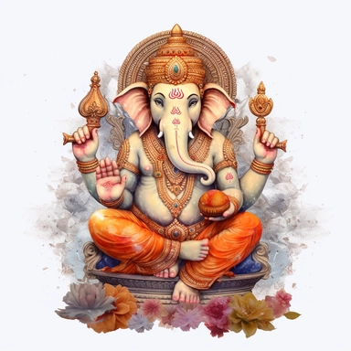 realistic watercolor ganesh clipart illustration