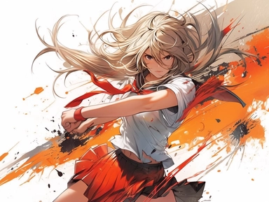 Ikki Tousen Sonsaku Hakufu Japanese manga series, paint art style, clipart, school background, superrealistic, one of a kind. battle other, The artwork features a dynamic, action - packed composition, with swirling energy blasts and dynamic poses adding to the sense of motion and excitement. The lighting is dramatic and moody, with deep blues and purples creating a sense of tension and danger. The overall mood is one of fierce determination, as Frieza battles to overcome his opponents.