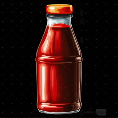 hd clipart individual bottle of ketchup, black background,