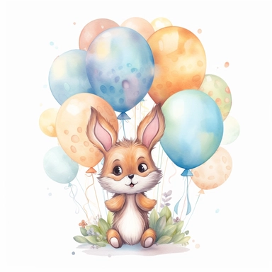 create cute soft colors and party balloons, 2D and clipart on white background, no animals