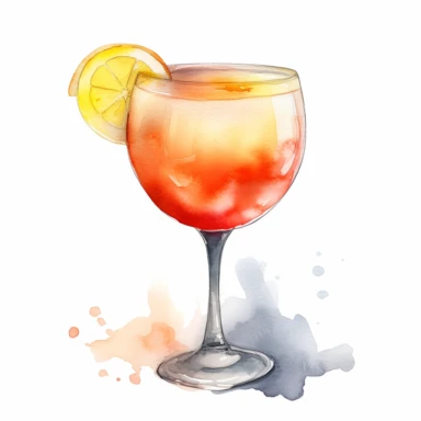 Aperol Sour: A tangy and slightly bitter cocktail that combines Aperol, lemon juice, simple syrup, and egg white.watercolor, clipart
