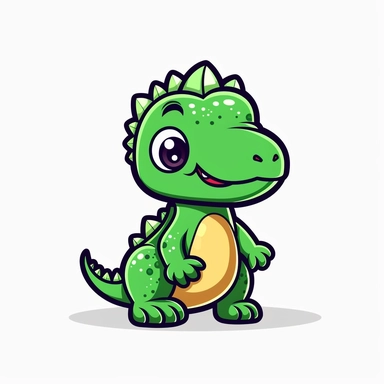 a Cute dinosaur clipart, clean lines, well defined, bold outlines, single design, solid color, White background