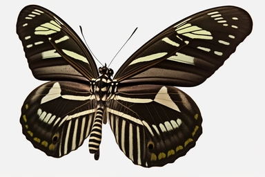 Zebra Longwing Butterfly half side, clipart, hd, on white background, spaced out
