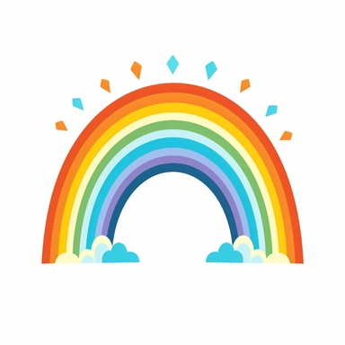 1970s retro vintage simple rainbow clipart, vector, white background