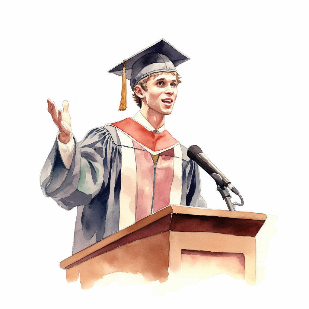 Watercolor Illustration Of A College Graduation Speech Clip Art In The Style Of Romantic 9203