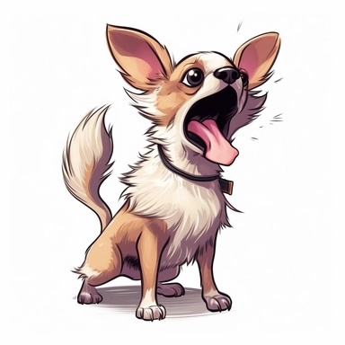 Chihuahua, barking at a stranger, Cartoon, Clipart, white background, no text, no caption