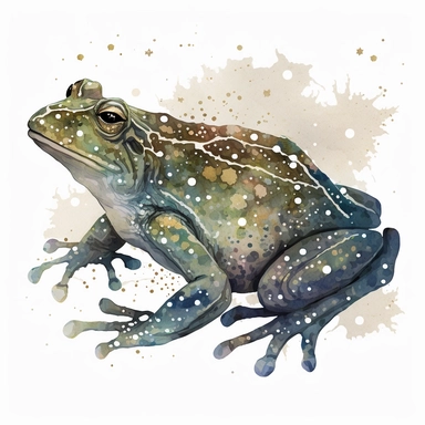 watercolour clipart artsyle frog toad but it is drawn by a constellation