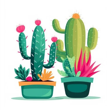 Mexican cactus, clipart design, minimalist, bright color, super cute, isolated white background, high quality, 2d, vector, flat