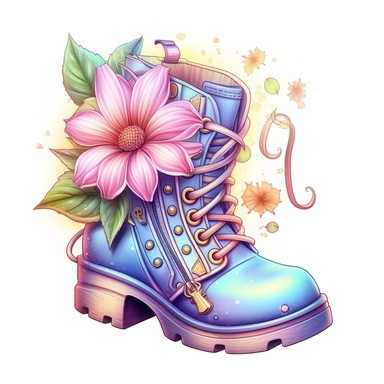 Pastel Beautiful Fairy Shoes Flower Clipart ,Cartoon,hyper realistic, intricate detail, illustration style,high solution,on the white background