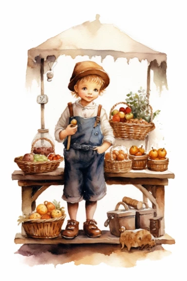 merchant watercolor clipart cute isolated on white background