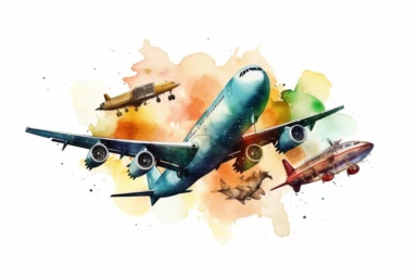 Watercolor, Terminals for international flights, clipart, hd, on a white background, spaced out