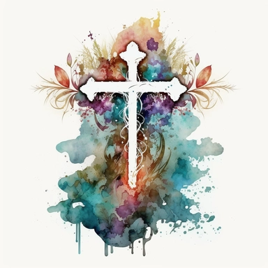 beautiful water color style Christian cross clip art