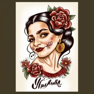 Cute Beautiful Chingona Como Mi Madre Watercolor Clipart,Cartoon,hyper realistic, intricate detail, illustration style,high solution,on the white background