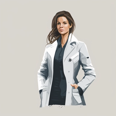 illustration of a female doctor, simple design, modern look, high resolution, clipart, 8k
