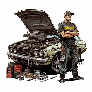 mechanic, car, clipart, very detailed, high resolution, white background