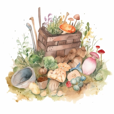 compost pile, watercolour clipart, cute, simple