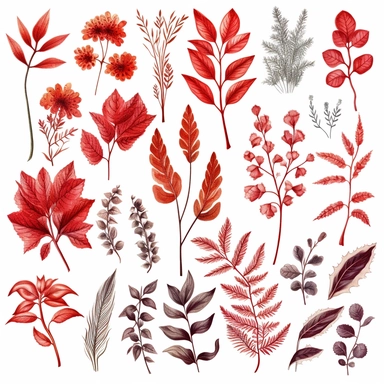 foliage clipart, red