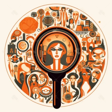 vector graphic design clipart simple society under observation symbolic, magnifier,