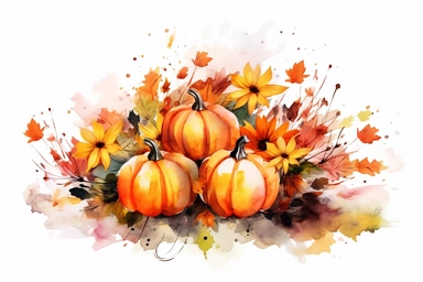 Watercolor Pumpkin Bouquets Clipart - autumn watercolor,clear image , high resolution ,WHITE BACKGROUNDS,