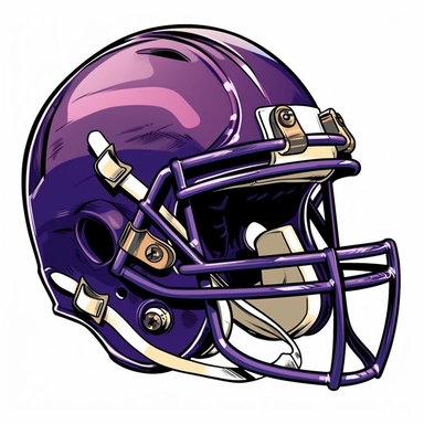 clipart of a purple football helmet, illustration, style of takeshi obata