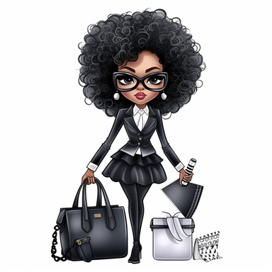 imagination, Boss lady black girl clipart, white background